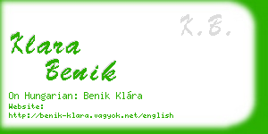 klara benik business card